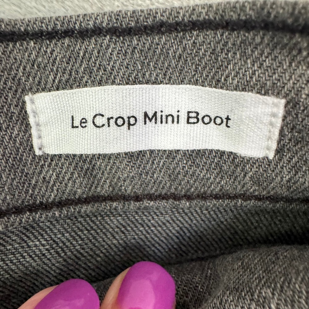 FRAME Le Pixie Crop Mini Boot Colorblock Jeans Silverwood Duo Grey Black Size 27 - Picture 4 of 9